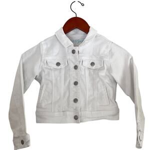 Cat & Jack Girl's Cotton Blend White Denim/Jean Jacket Snap Button Closure, 6